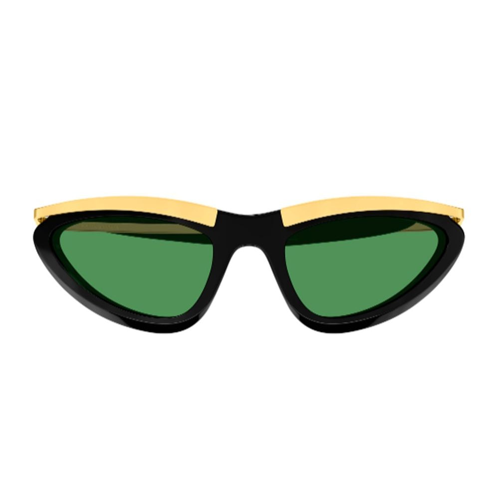 Cat-Eye Frame Sunglasses With Gold Accents And Green Lenses