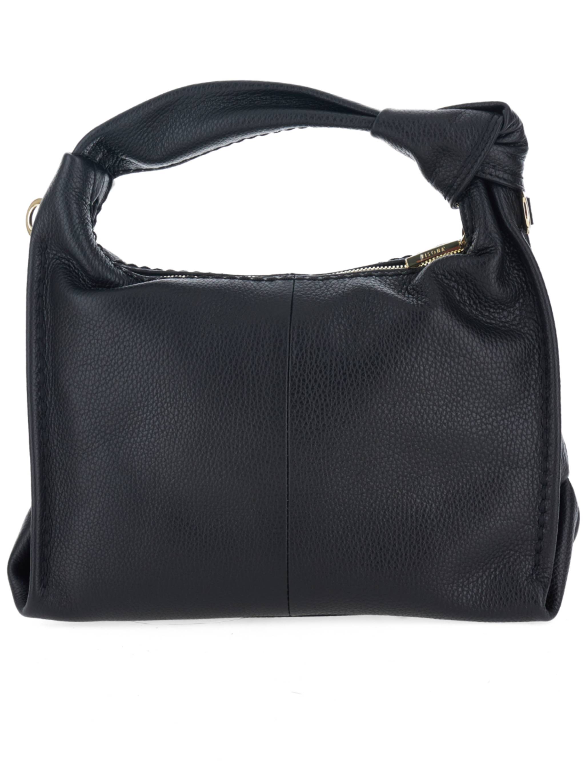 Black California Structured Pebbled Leather Handbag