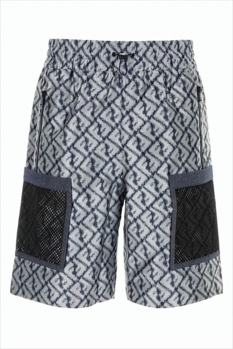 Geometric Patterned Men's Shorts with Elastic Waistband