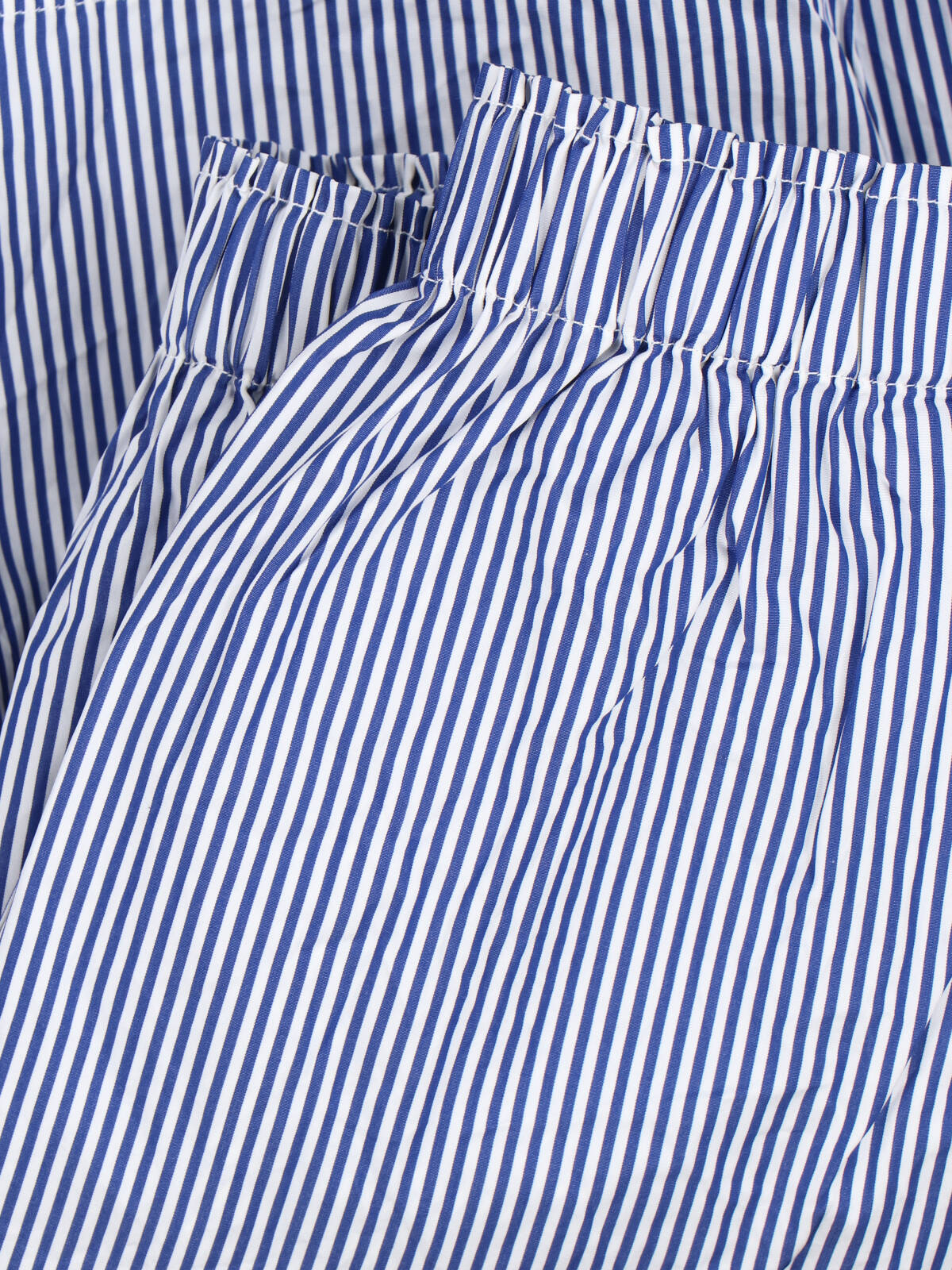 Blue Striped Elastic Waist Shorts