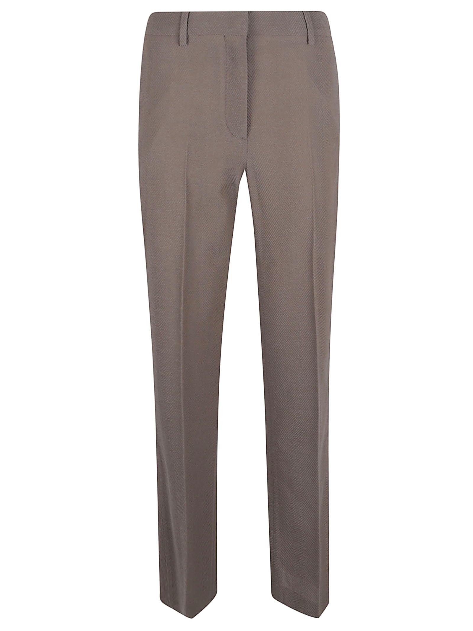Tailored Straight Leg Trousers with Herringbone Texture