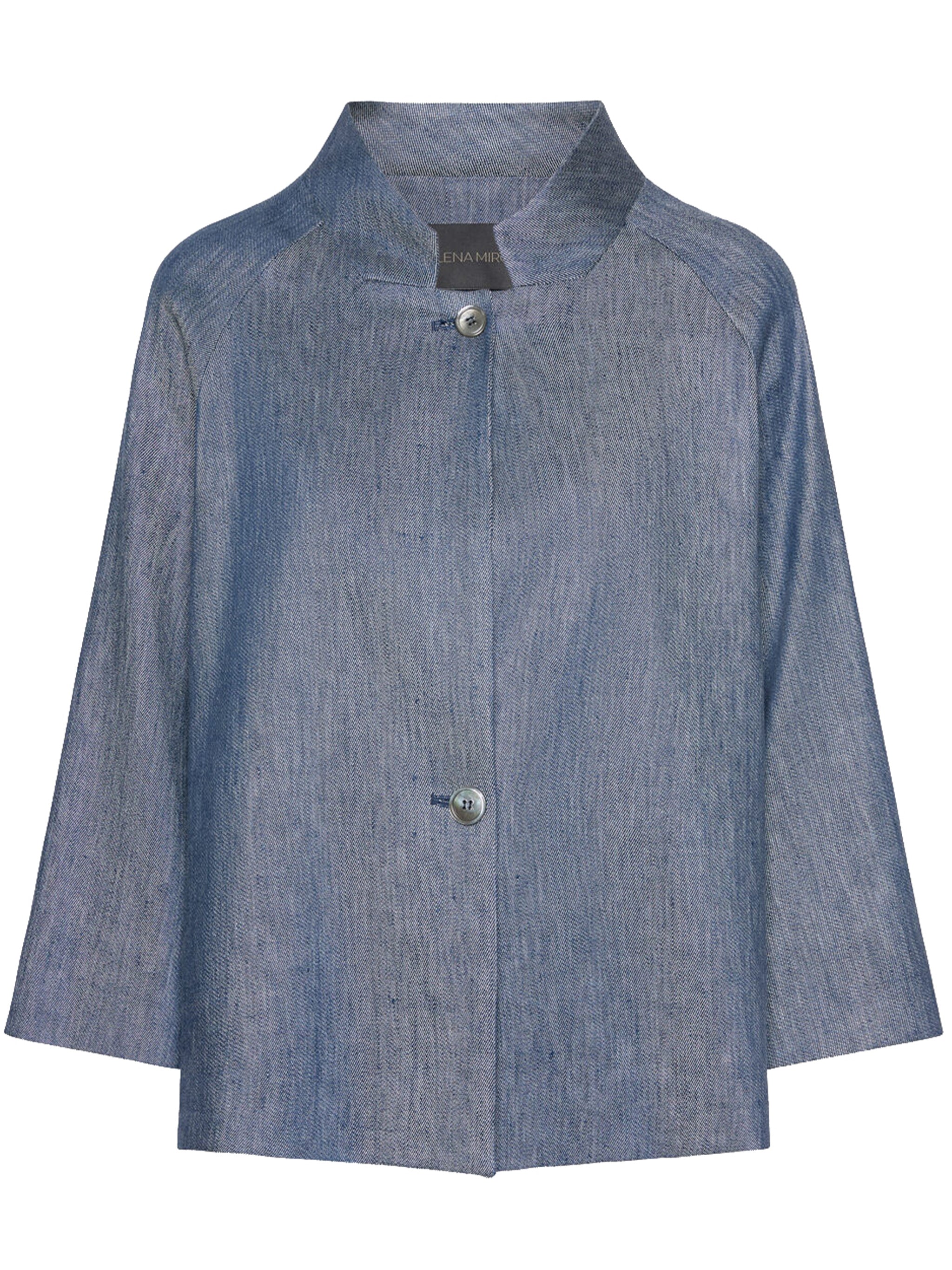 Cropped Muted Blue Textured Woven Jacket