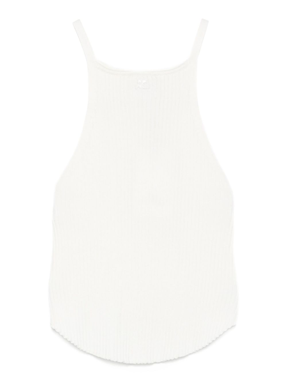 Ribbed Halterneck Top with Straight Hemline