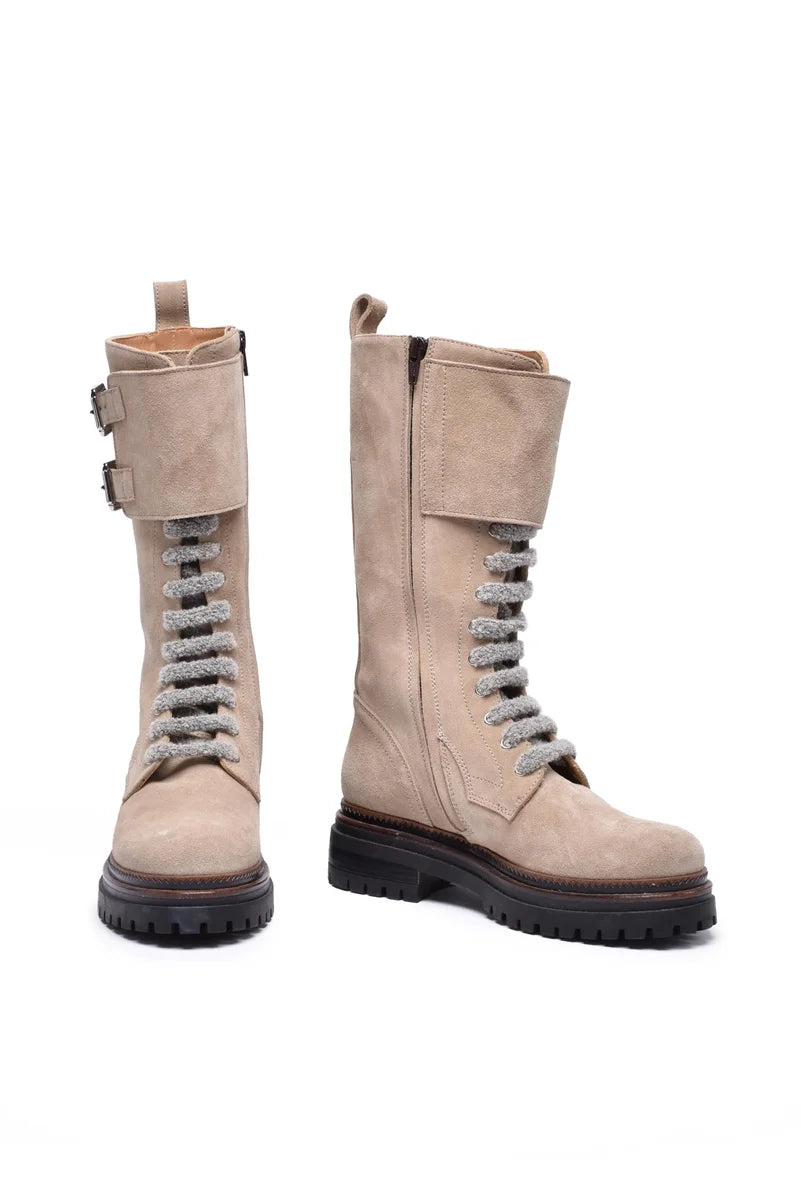 Suede Ankle Boots - Beige