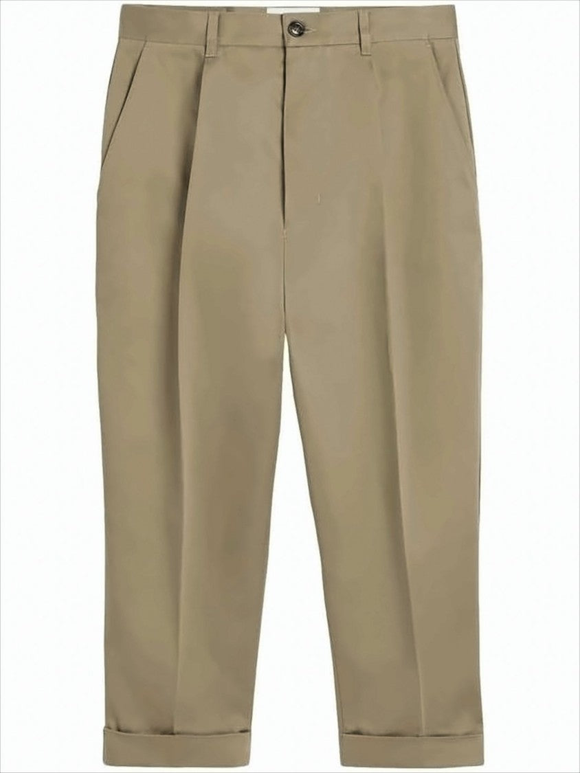 Tailored Brown Straight Pants with Structured Fabric