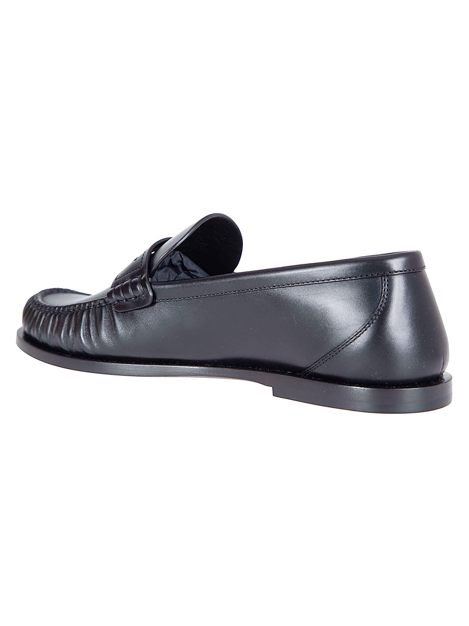 Hand-Stitched Black Moccasins with Square Toe Design