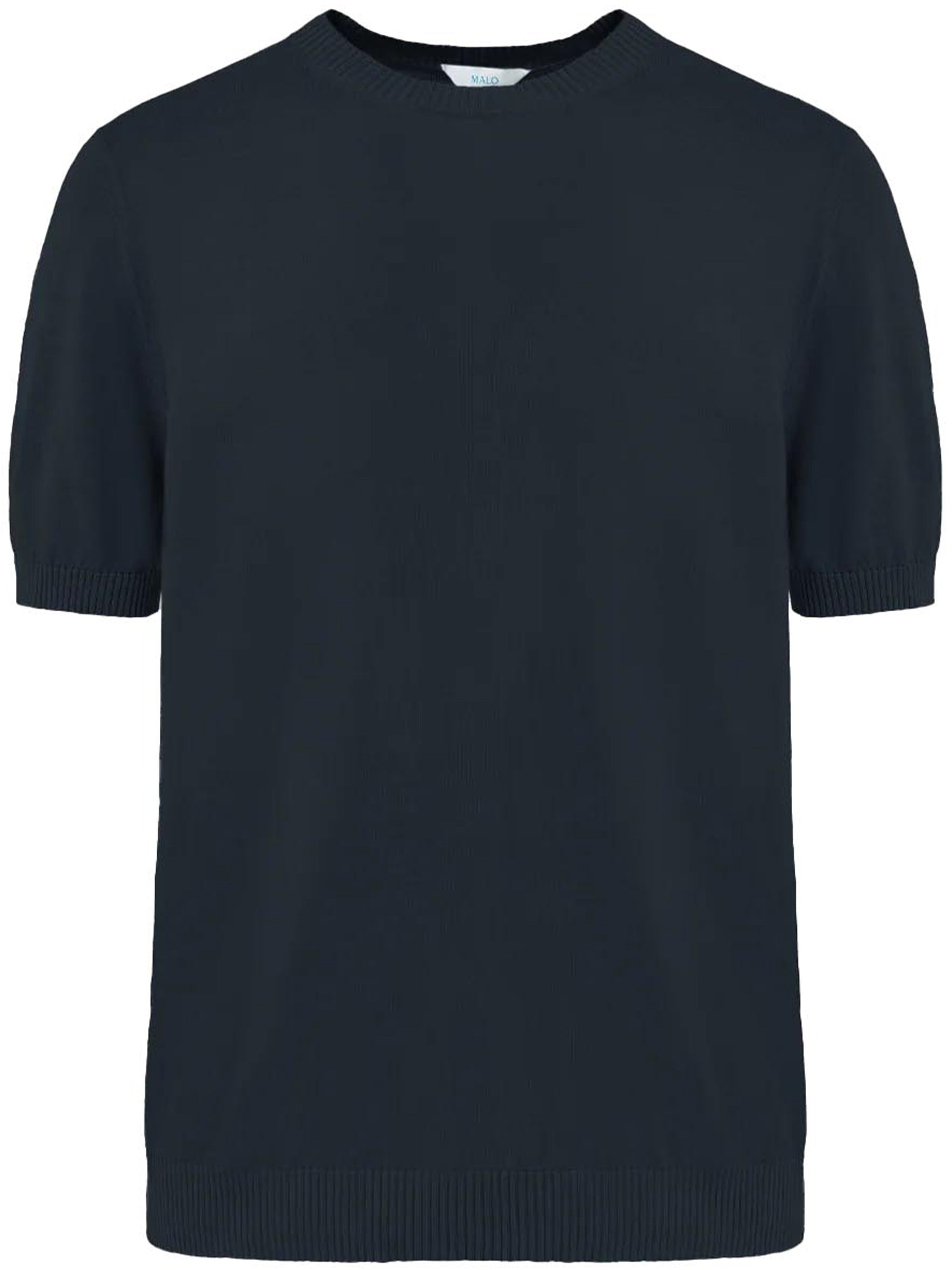 Black Short-Sleeved Cotton Knit Top