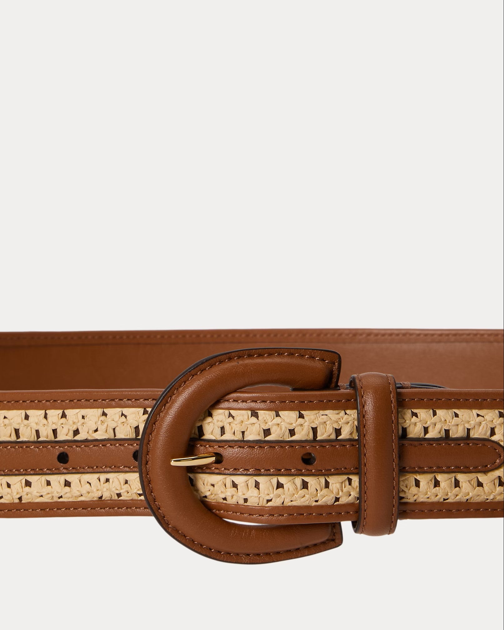 Woven Straw-Belt with Smooth Leather Edges