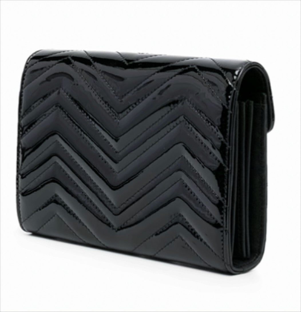 Chevron Quilted Patent Leather Shoulder Bag