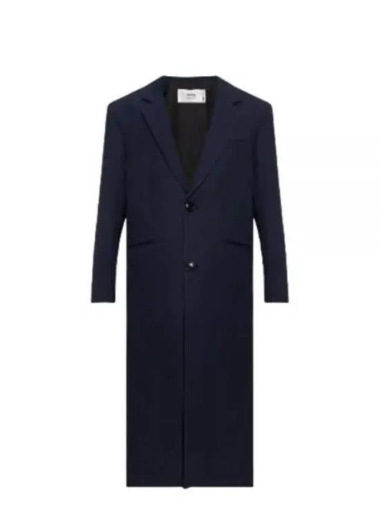 Tailored Long Coat with Classic Lapel and Two-Button Closure