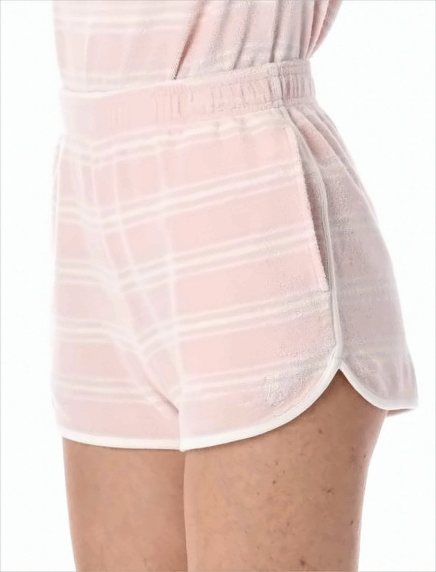 Pastel Pink Cotton Shorts with White Stripes