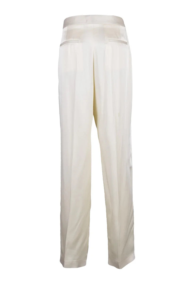 Satin Straight Leg Trousers - White