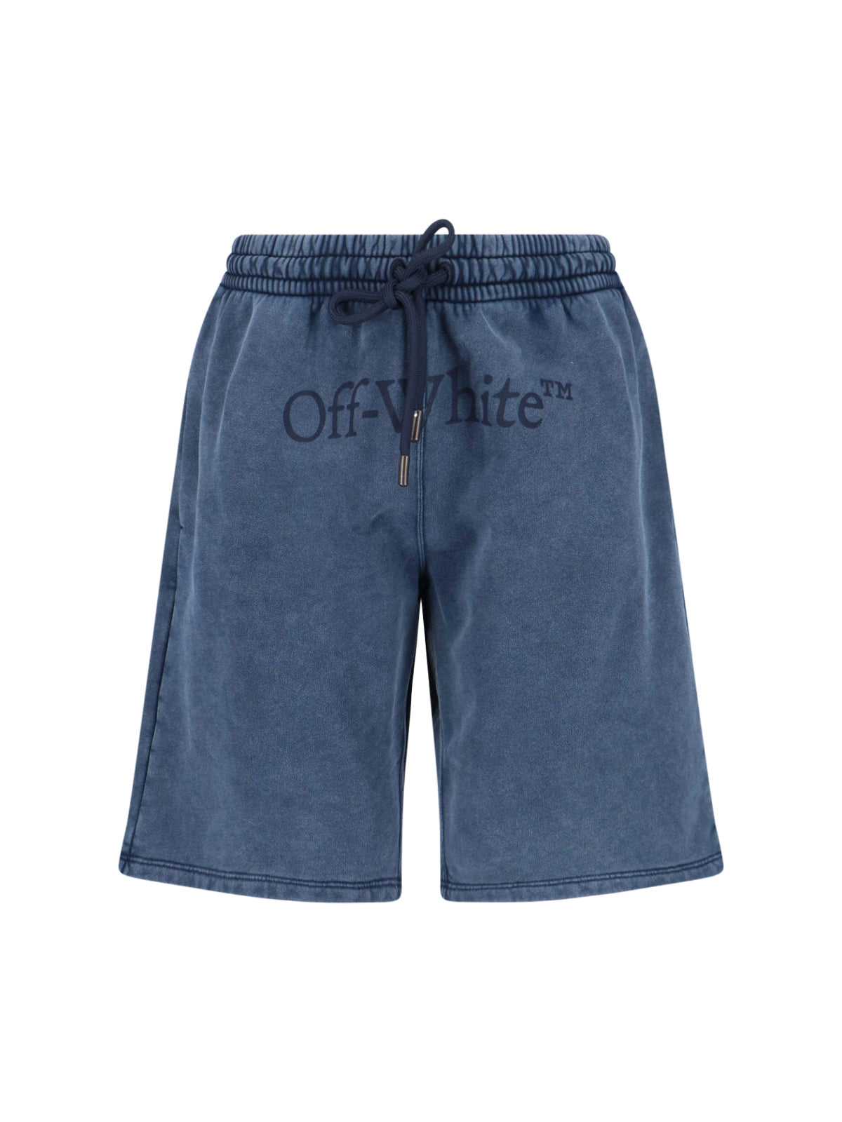 Blue Mid-Rise Cotton Logo Shorts