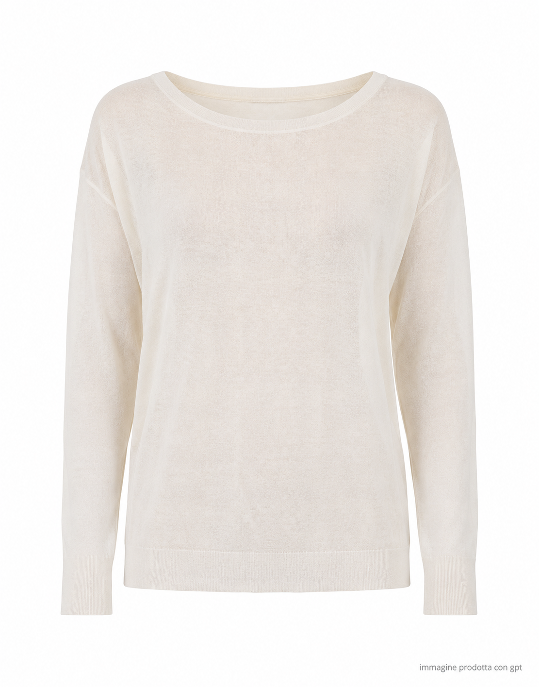 Cream Boat-Neck Silk Linen Blend Sweater