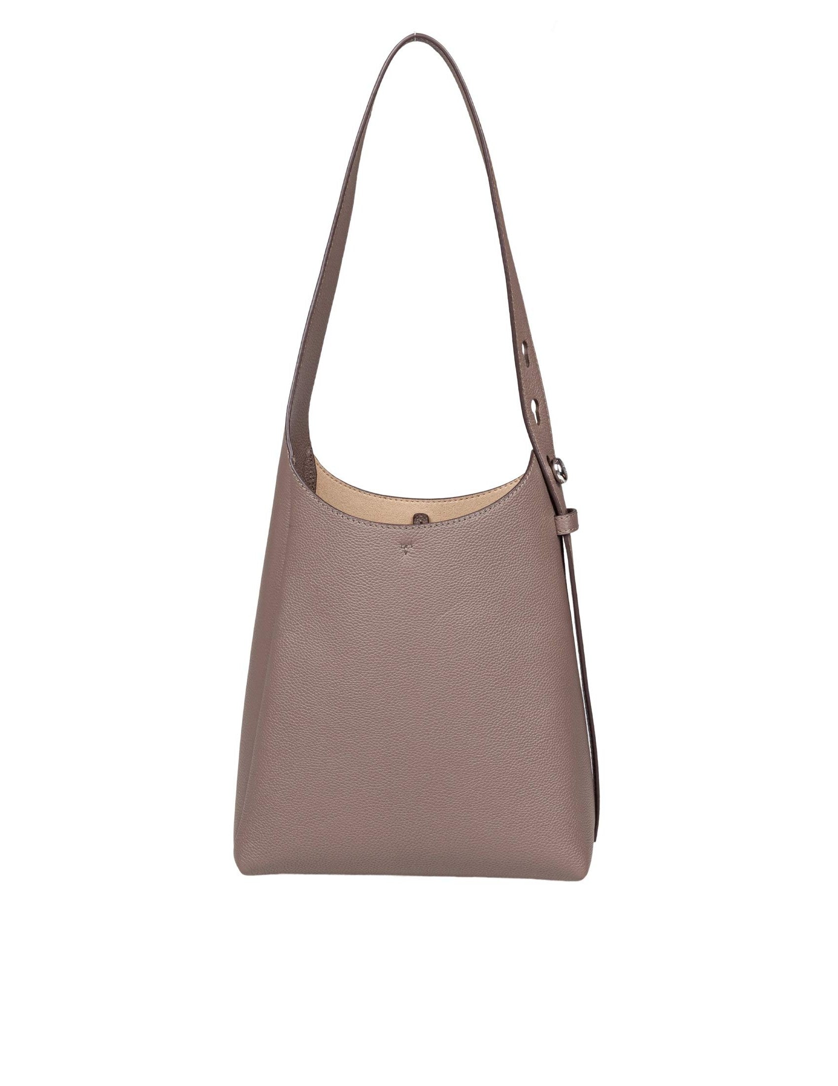 Romy Small Leather Hobo Bag, Wild Mushroom