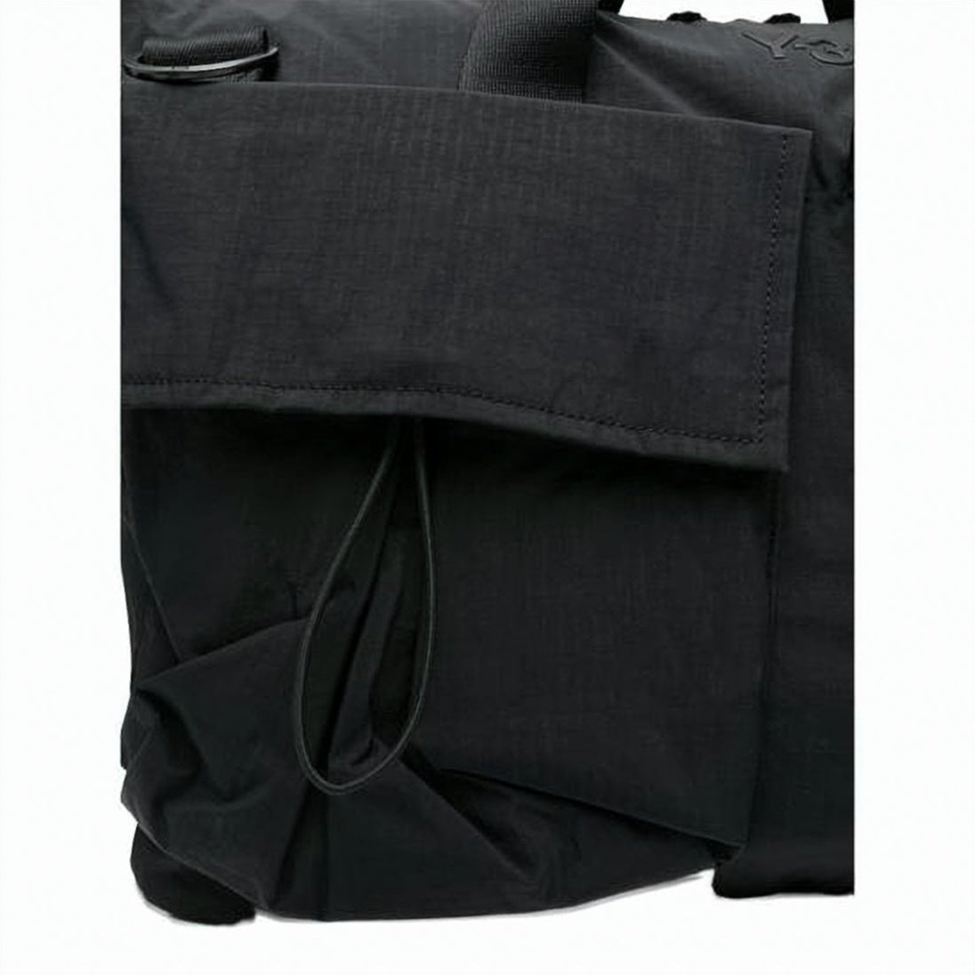 Black Tote Bag with Drawstring Flap Pockets