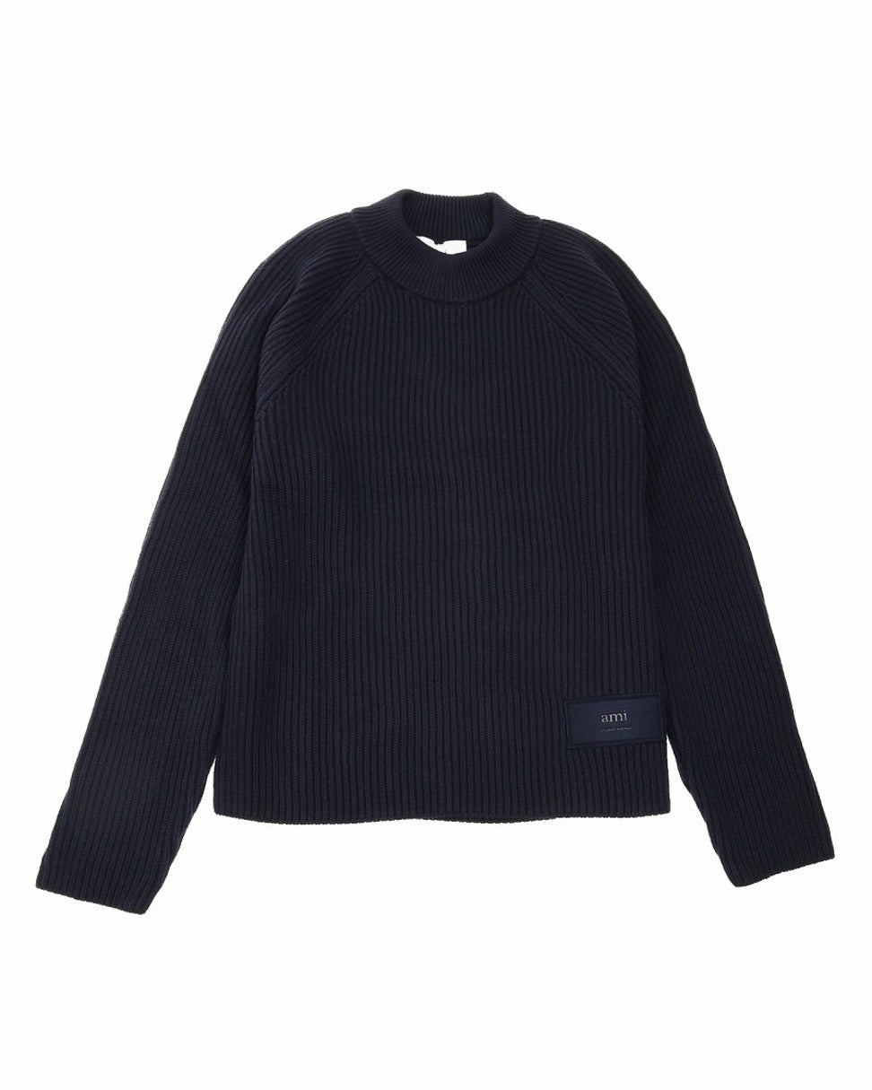Ribbed Knit Sweater With Crew Neck