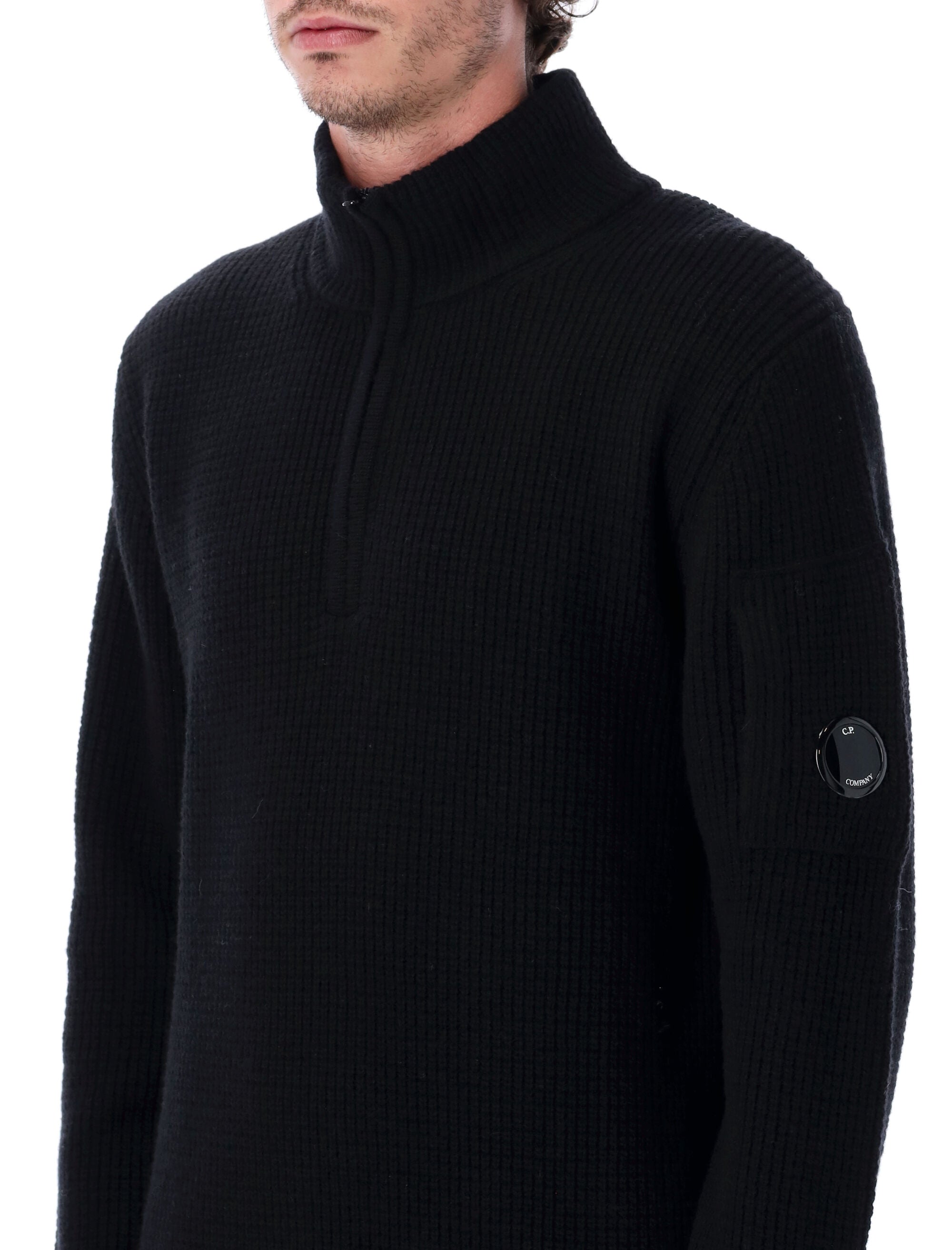 Black Wool Zip Sweater