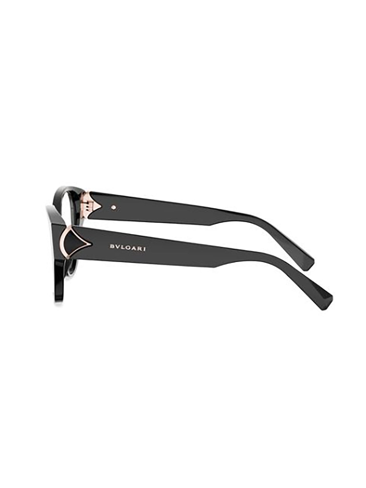 Cat-Eye Optical Frames with Glossy Black Finish and Metallic Accents