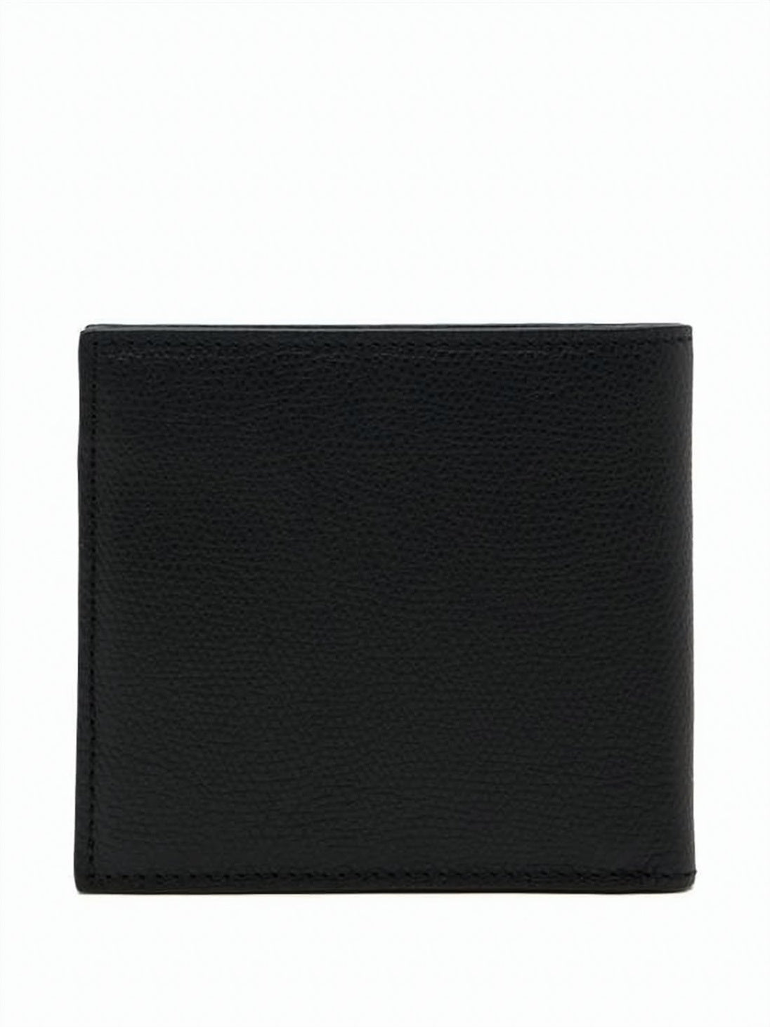 Textured Calf Leather Bifold Wallet with Metallic Trim