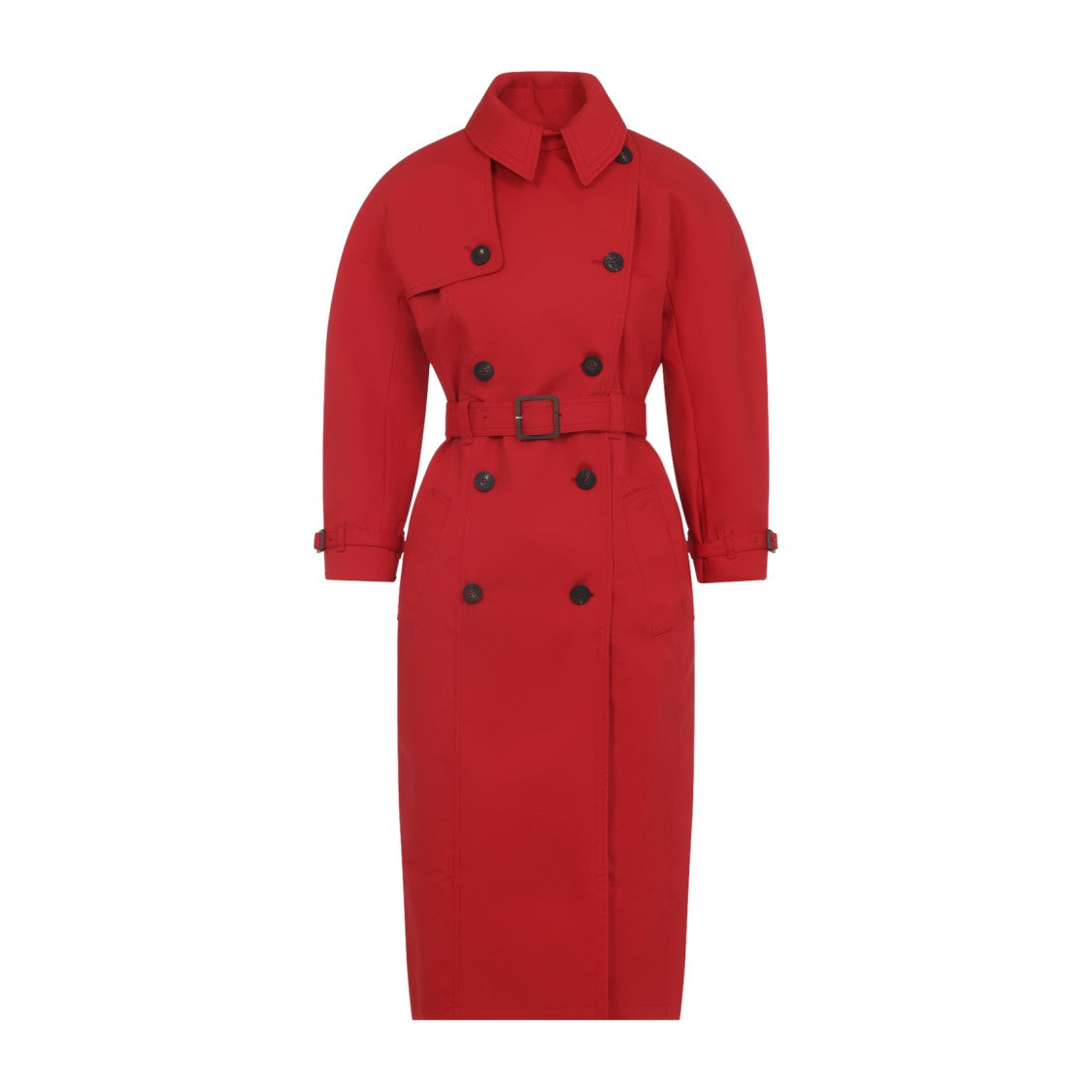 Belted Trench Coat With Structured Collar