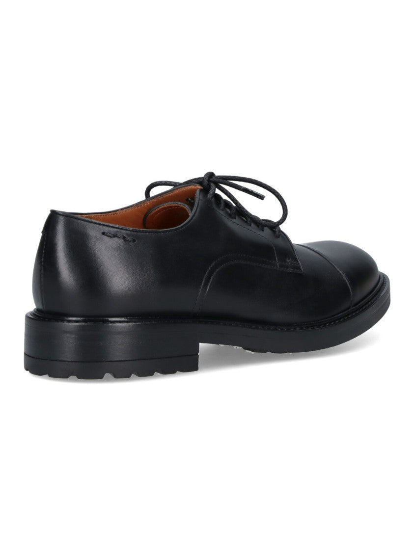 Polished Black Leather Lace-Up Shoes With Refined Detailing