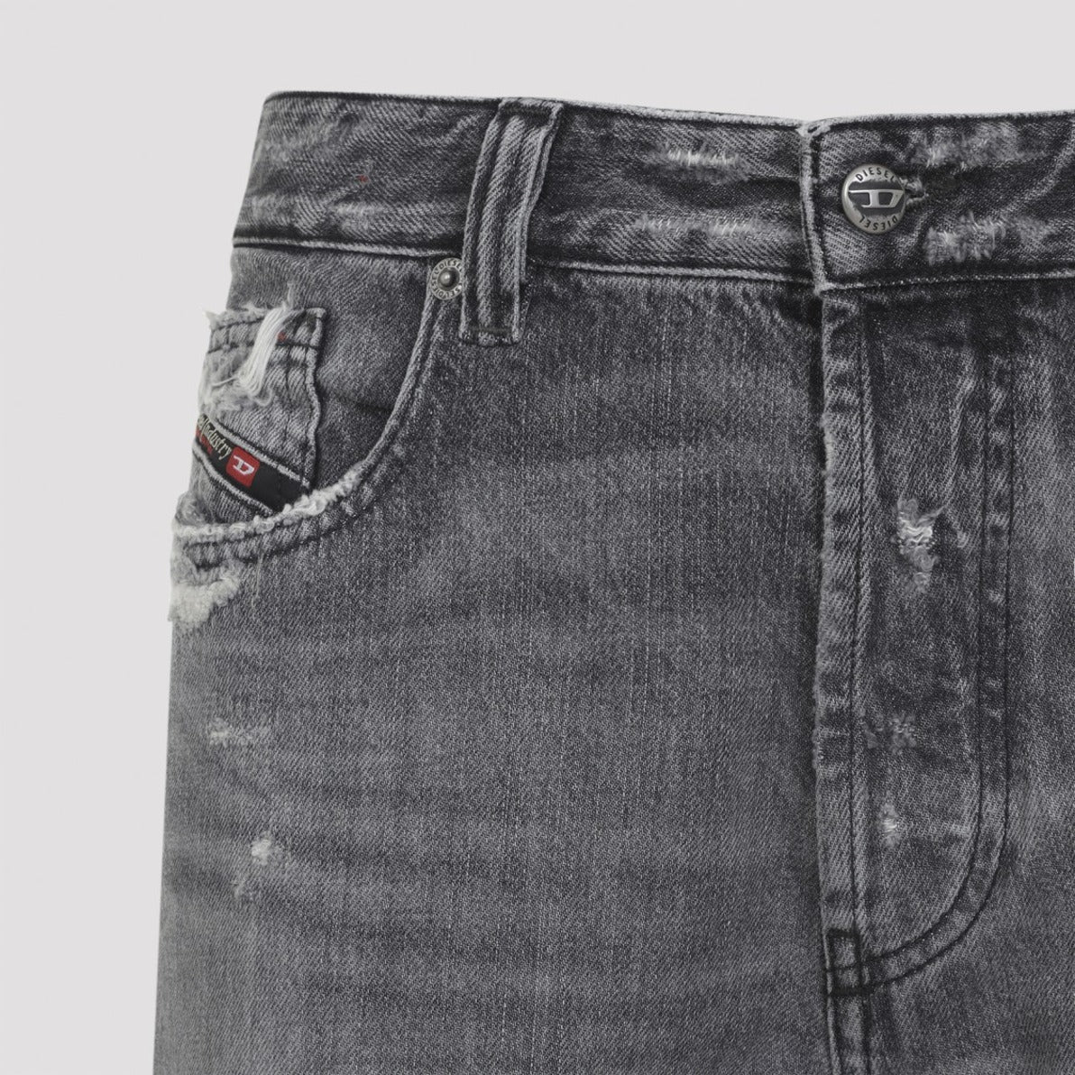 Faded Grey Distressed Denim Jeans
