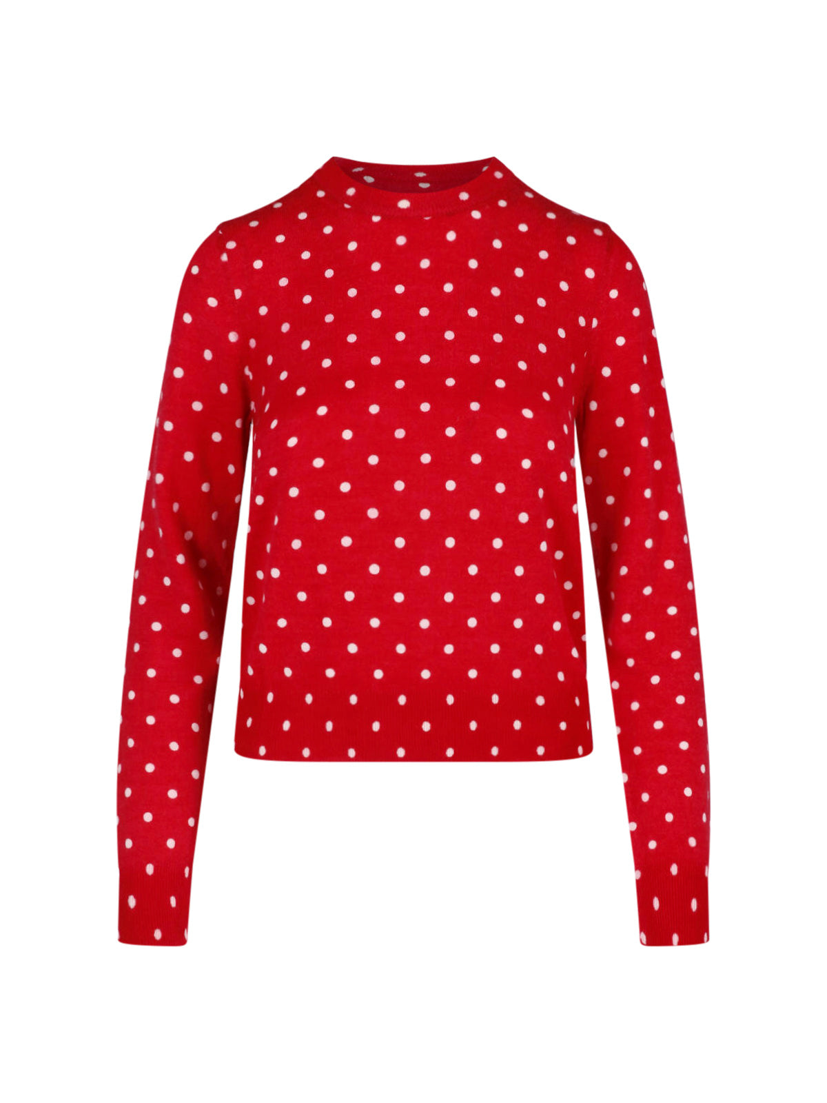 Red Polka Dot Cropped Crewneck Sweater