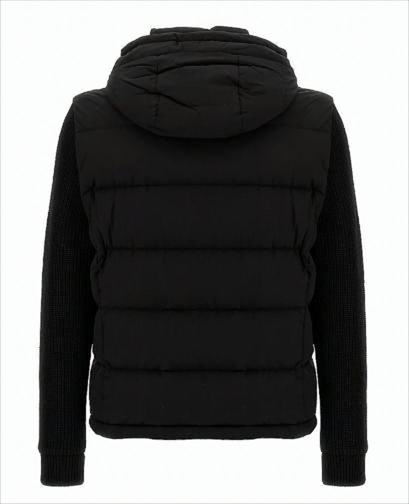 Hooded Padded Jacket with Horizontal Quilting
