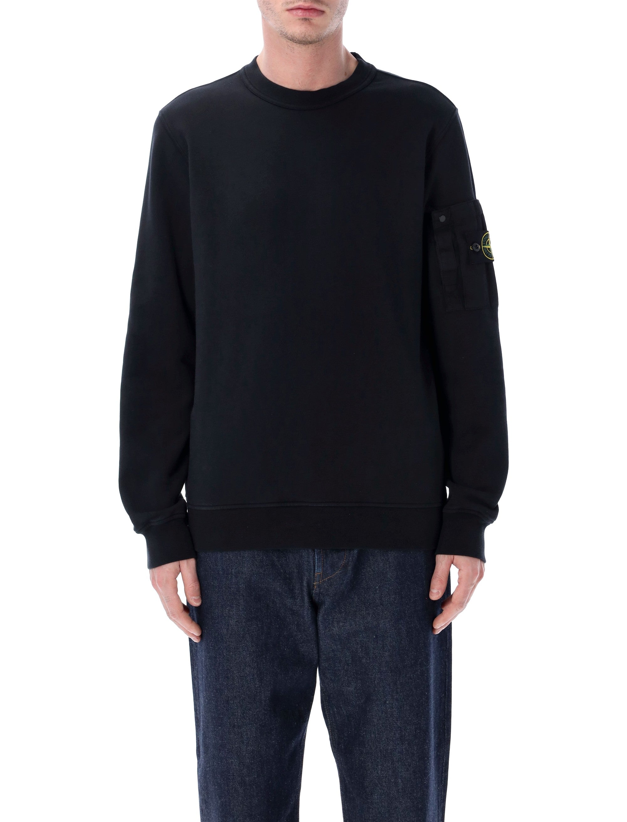 Mid-Weight Cotton Crewneck Sweatshirt with Technical Ripstop Pocket