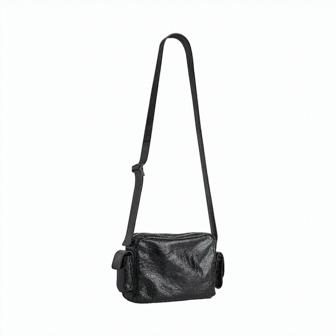Compact Textured Lambskin Shoulder Bag