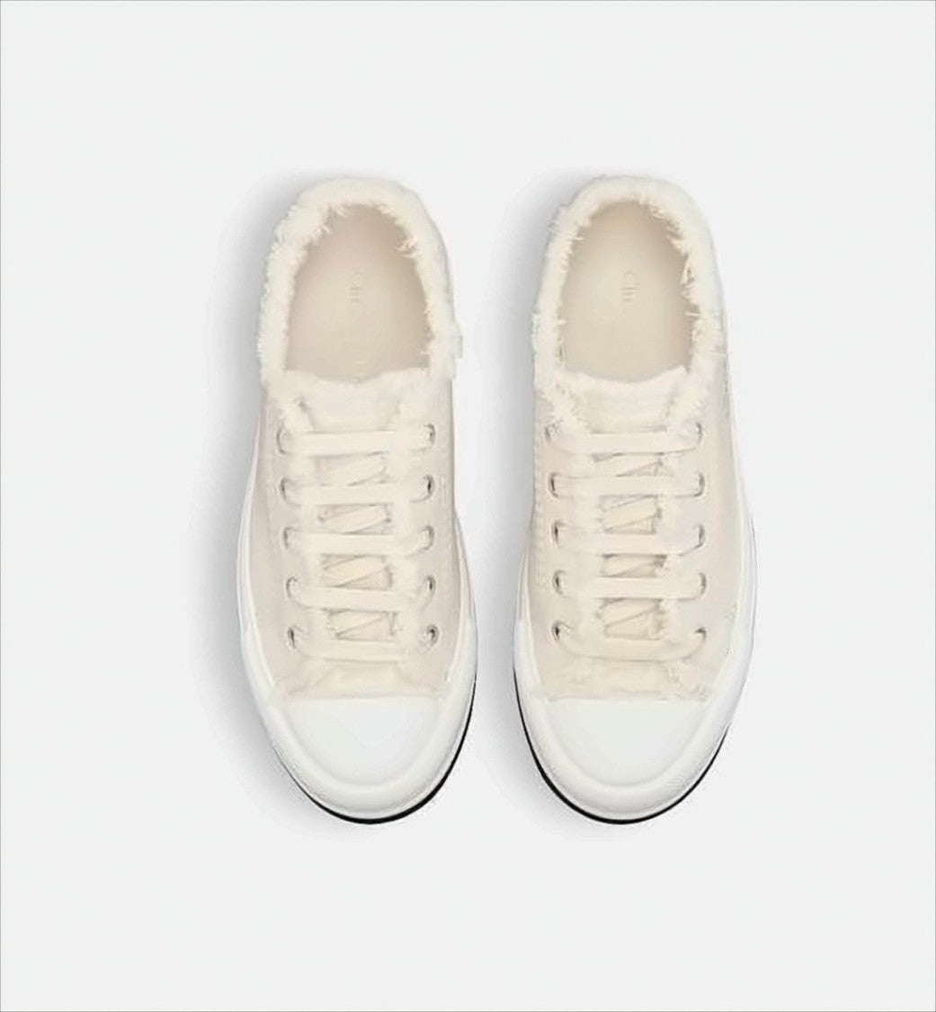 Low-Top Sneakers with Frayed Detail and Reinforced Toe Cap