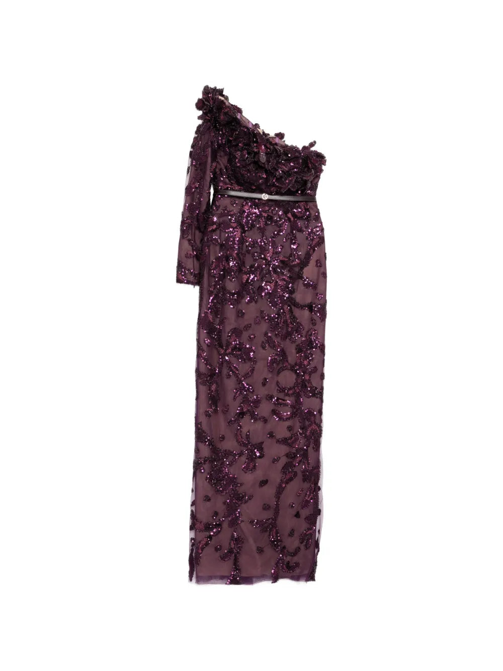 One-Shoulder Embroidered Tulle Dress