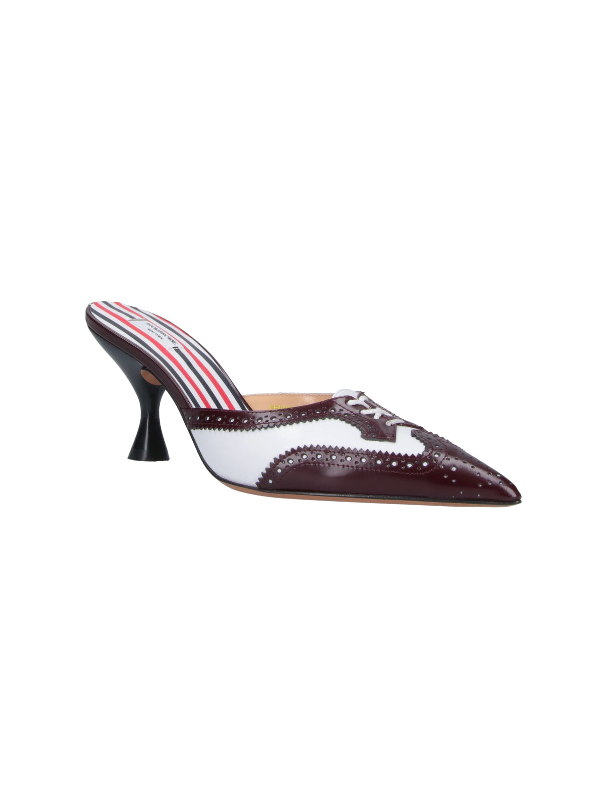 Brown Pointed-Toe Sculpted Heel Leather Mules