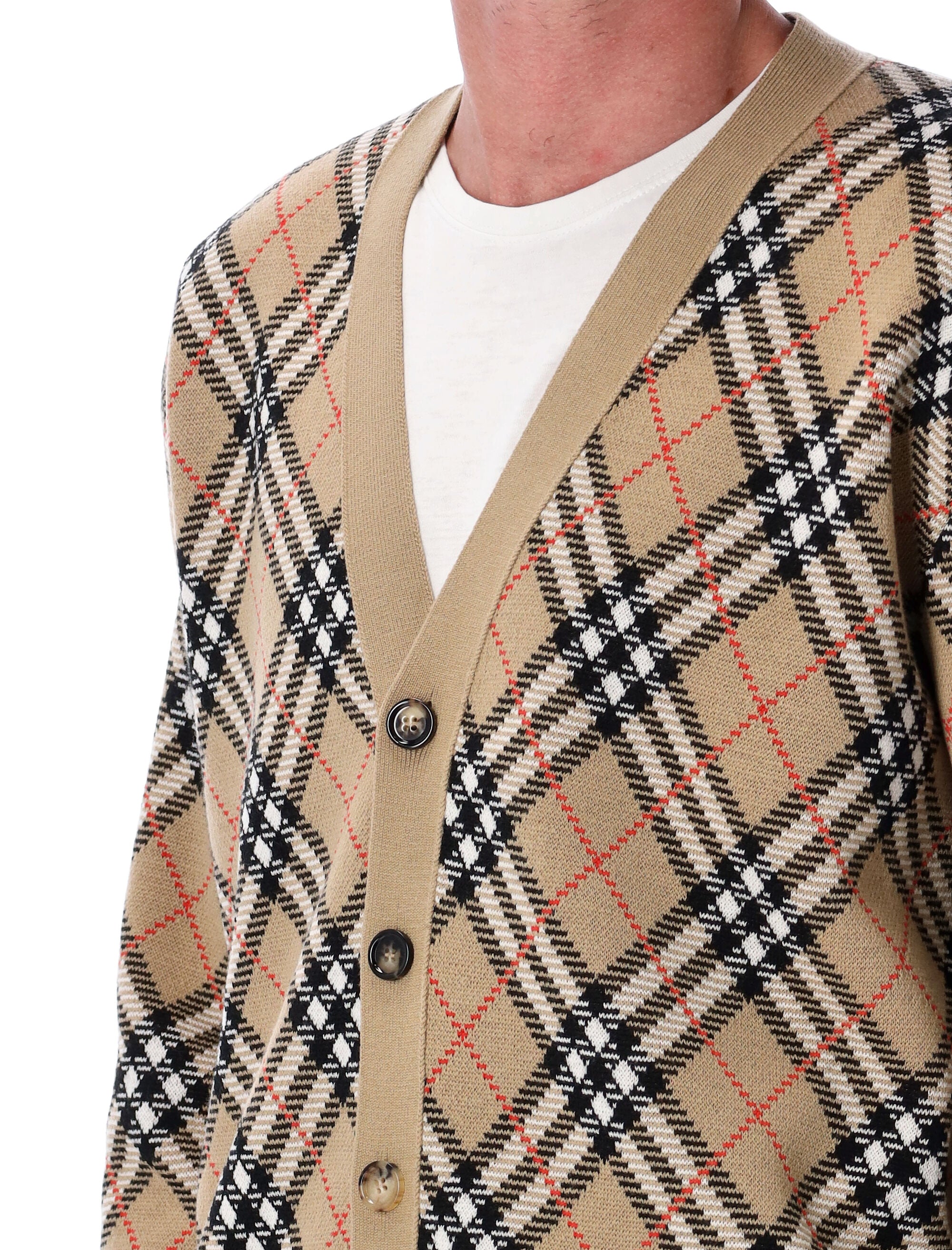 Check Wool Cardigan