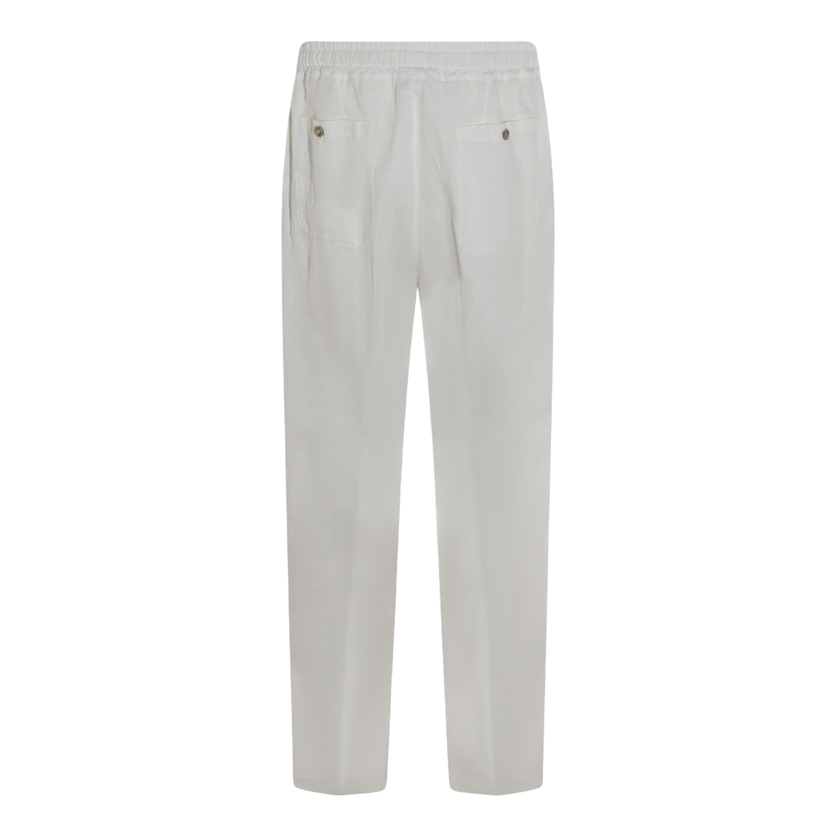 Cream Relaxed-Fit Trousers With Drawstring Waist