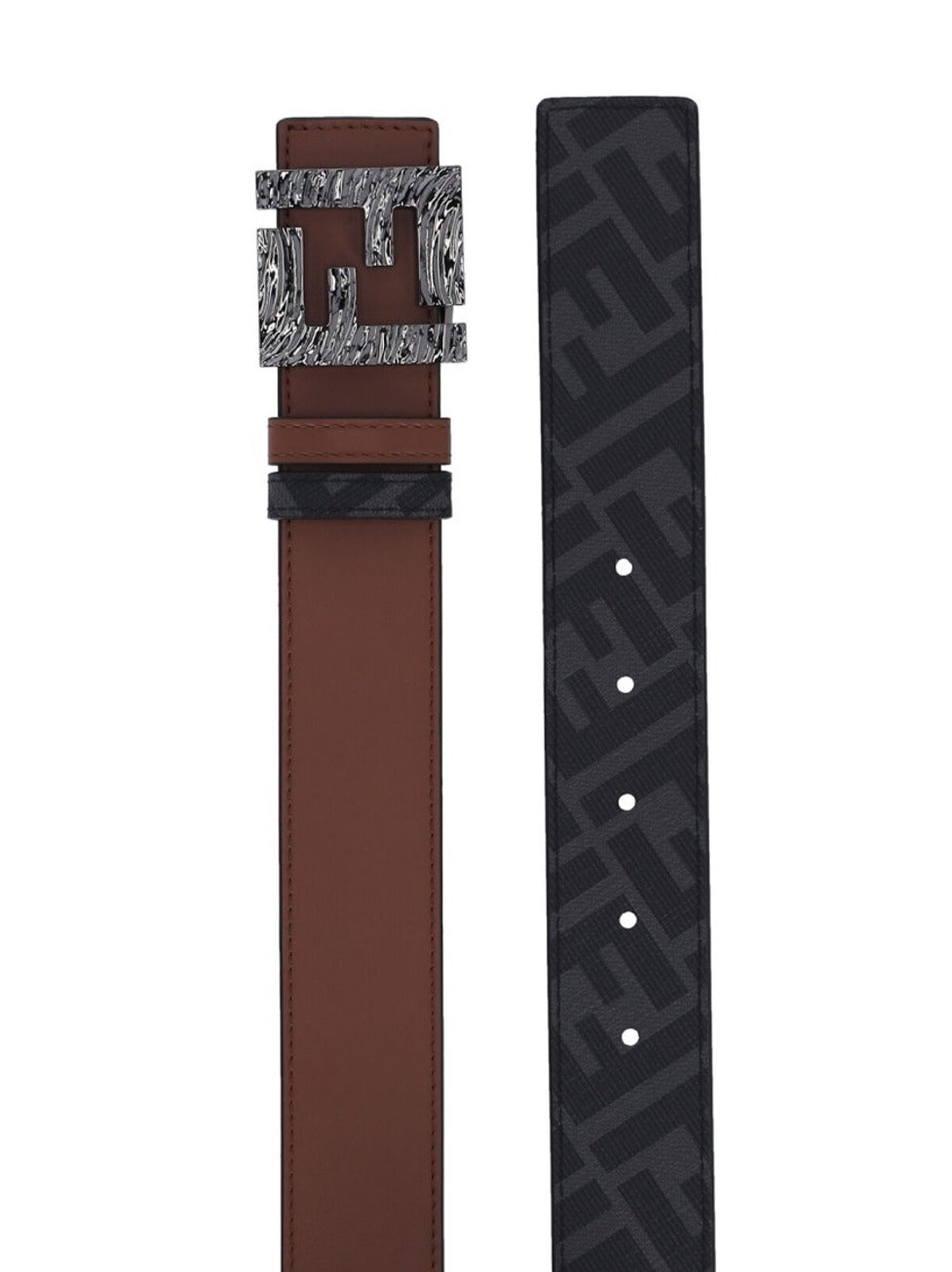 Reversible "Squared Ff" Belt – Brown/Black