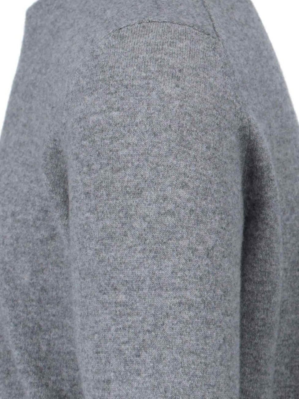 Cashmere Sweater Gray Crew Neck Ribbed Trim