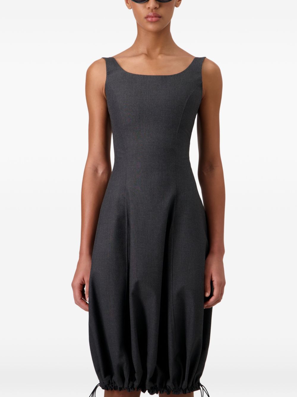 White Fitted Bodice Bubble Hem Dress