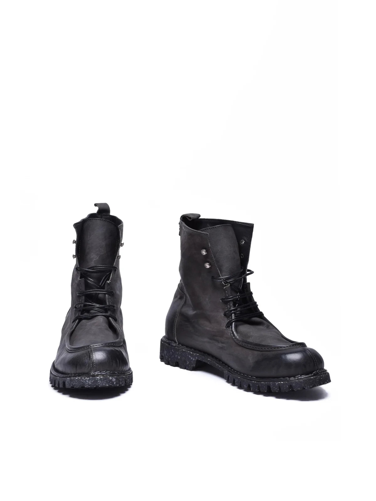 Grey Leather Rubber Men's Leather Boot