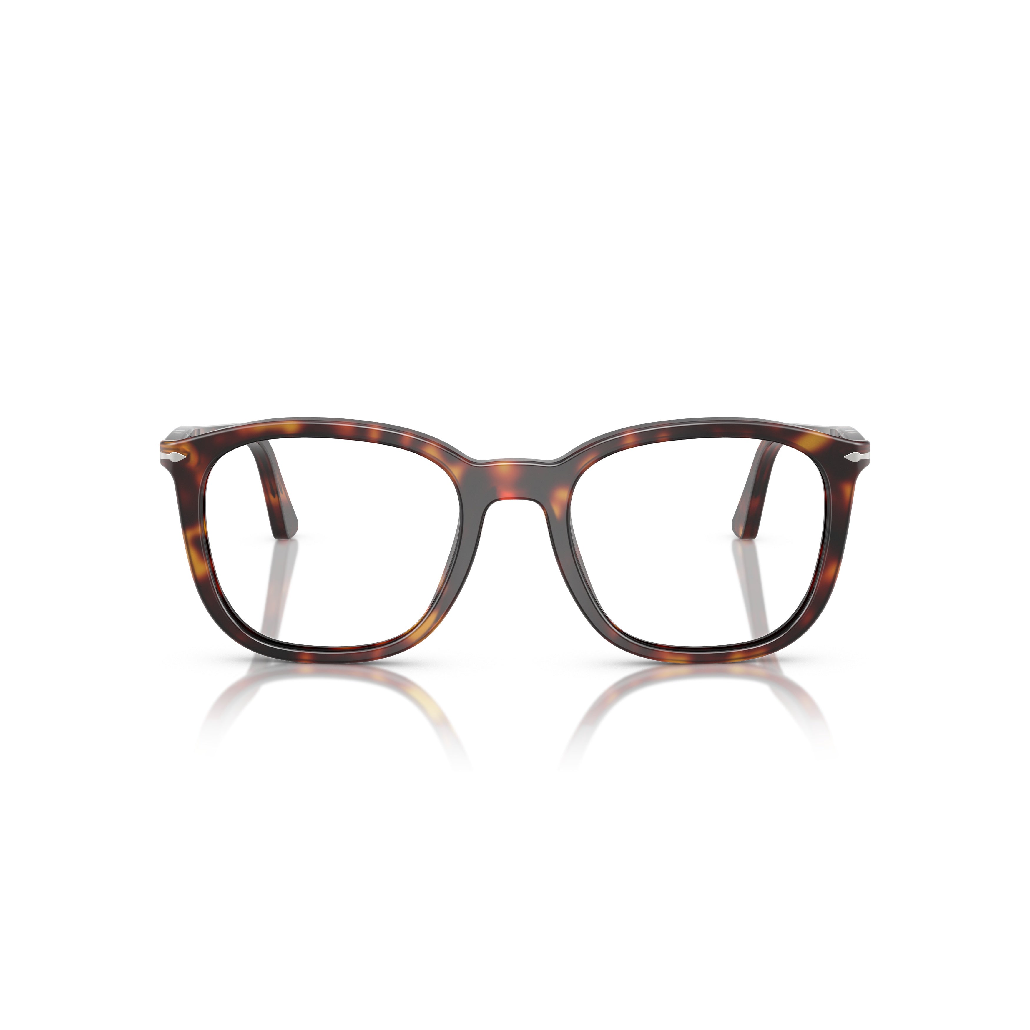 0po3355v Square Tortoiseshell Acetate Eyeglasses with Silver Accents