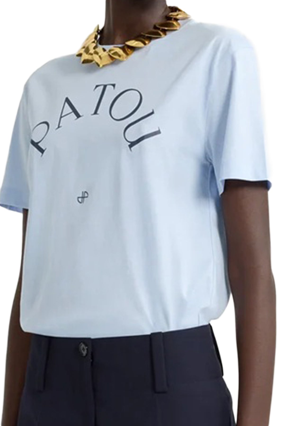 Short-Sleeve T-Shirt With Curved Logo In Skylight Blue