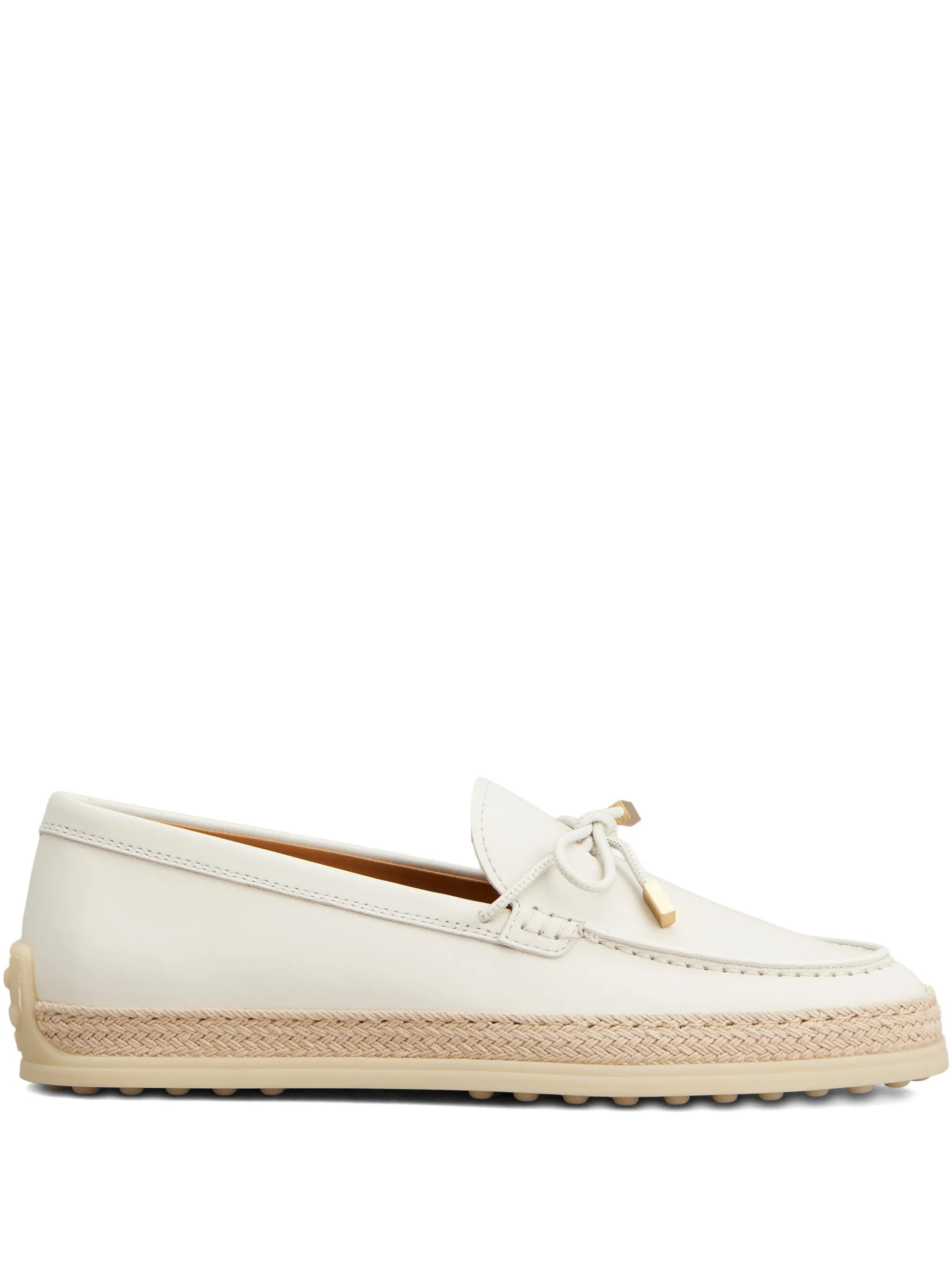 White Calzature Slip-On Decorative Bow Loafers