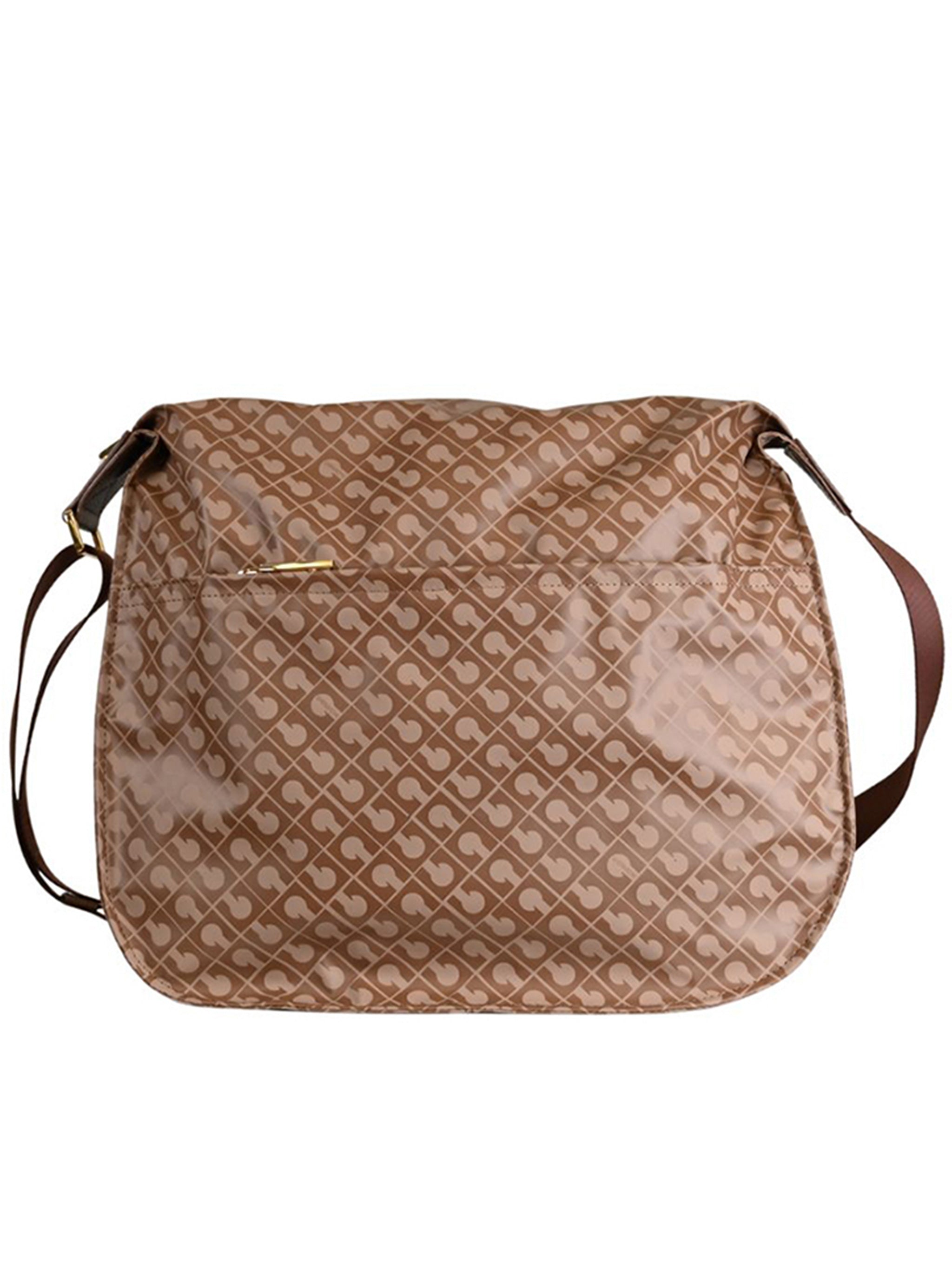 Small Rectangular Brown Geometric Crossbody Satchel