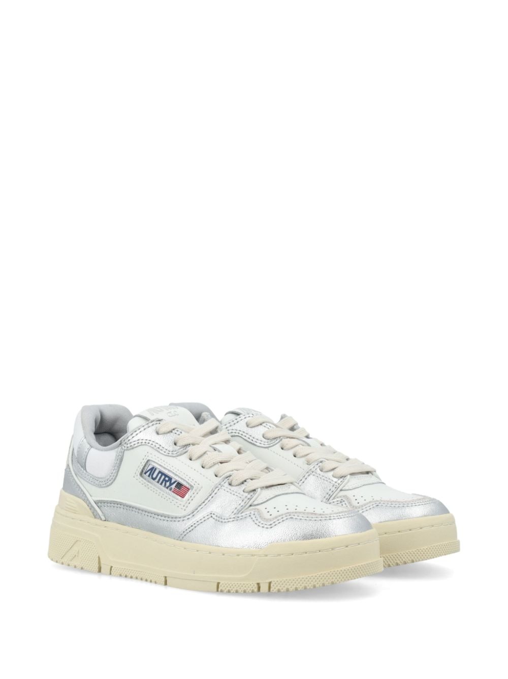 Silver-Tone Panelled Low-Top Sneakers