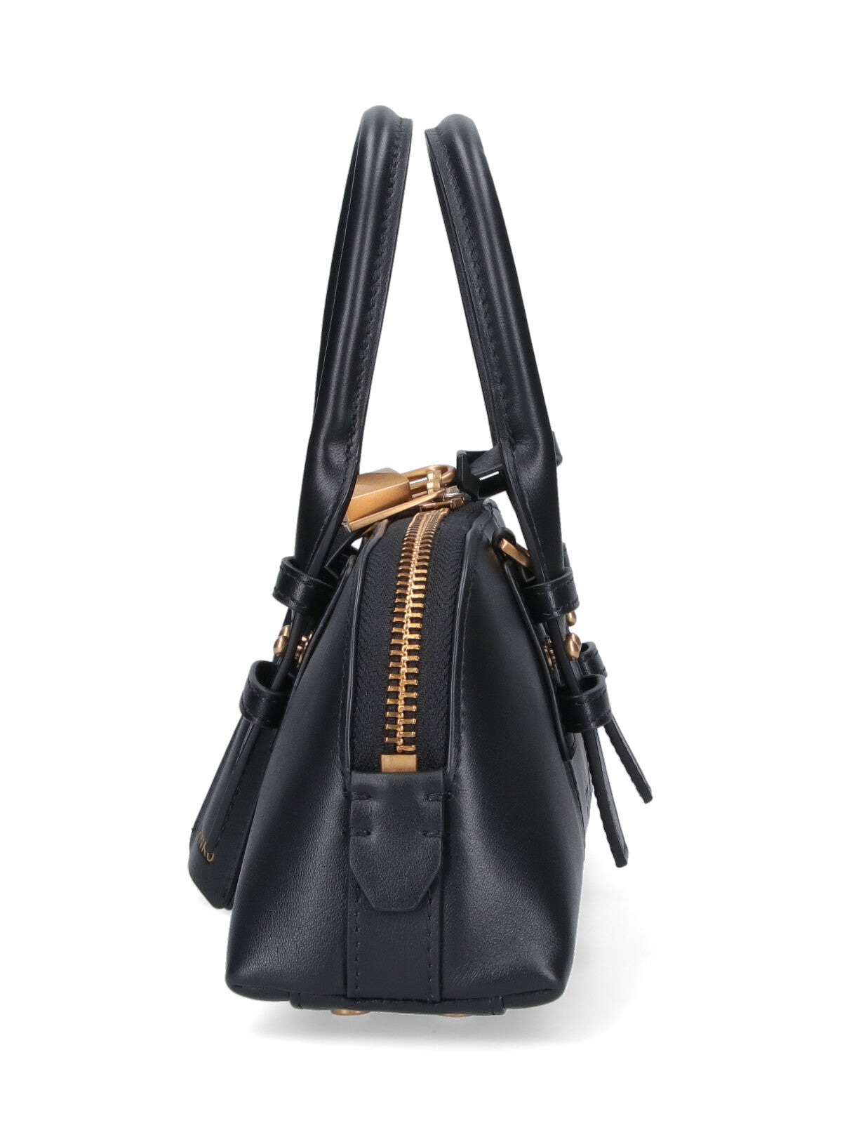Structured Black Handbag With Detachable Shoulder Strap And Metallic Accents