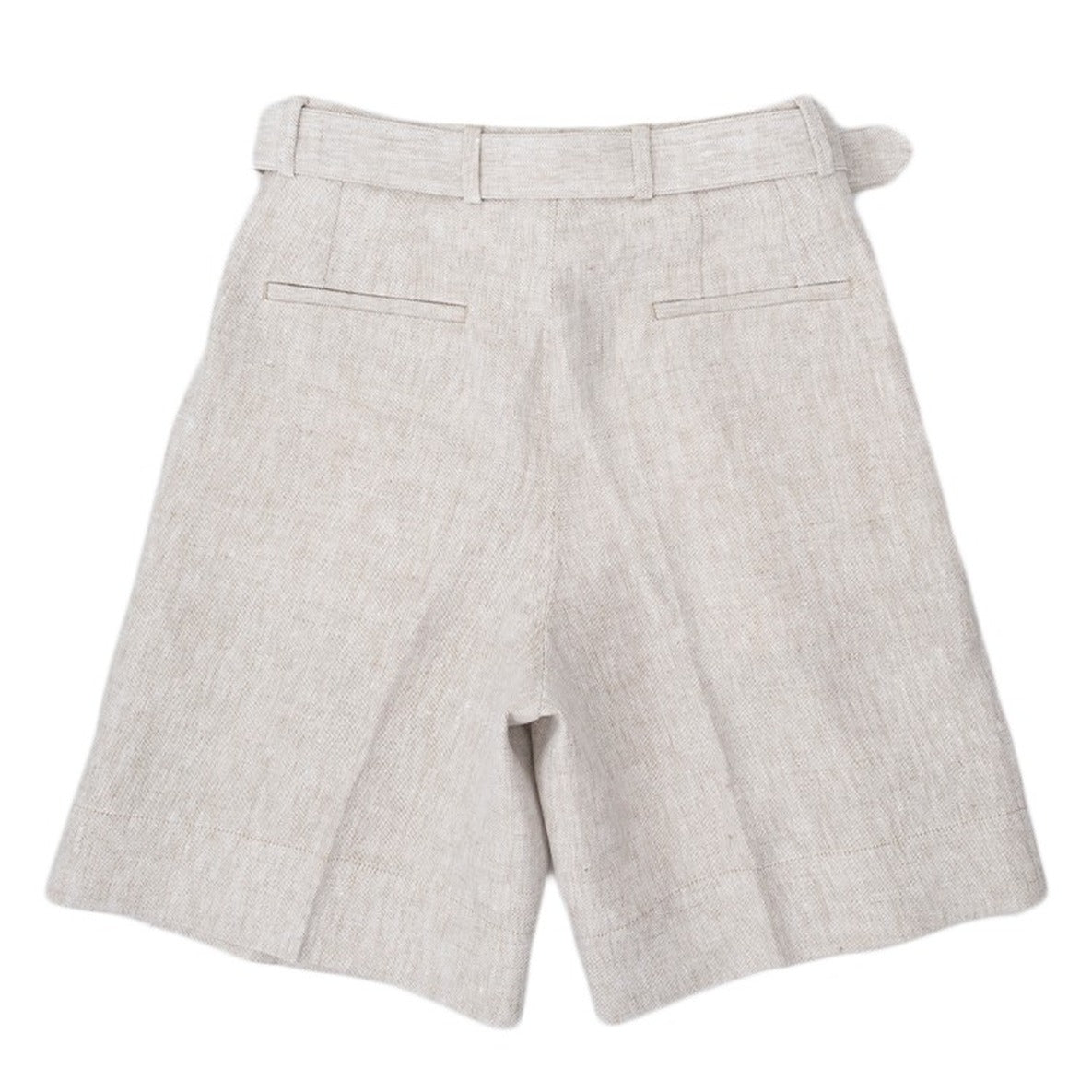 High-Waisted Beige Shorts With Permanent Pleat