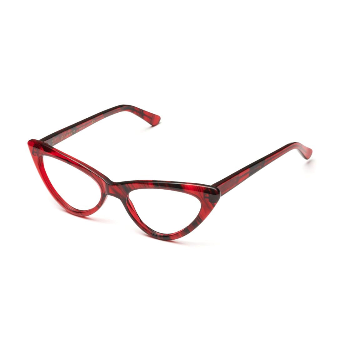 Papilio Bold Cat-Eye Sunglasses with Red/Black Pattern