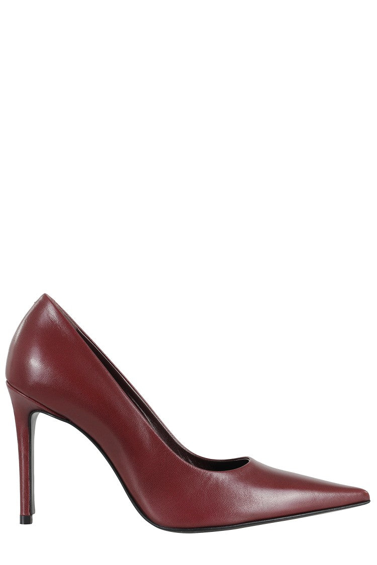Pointed-Toe Mid-Heel Pumps in 100% Leather