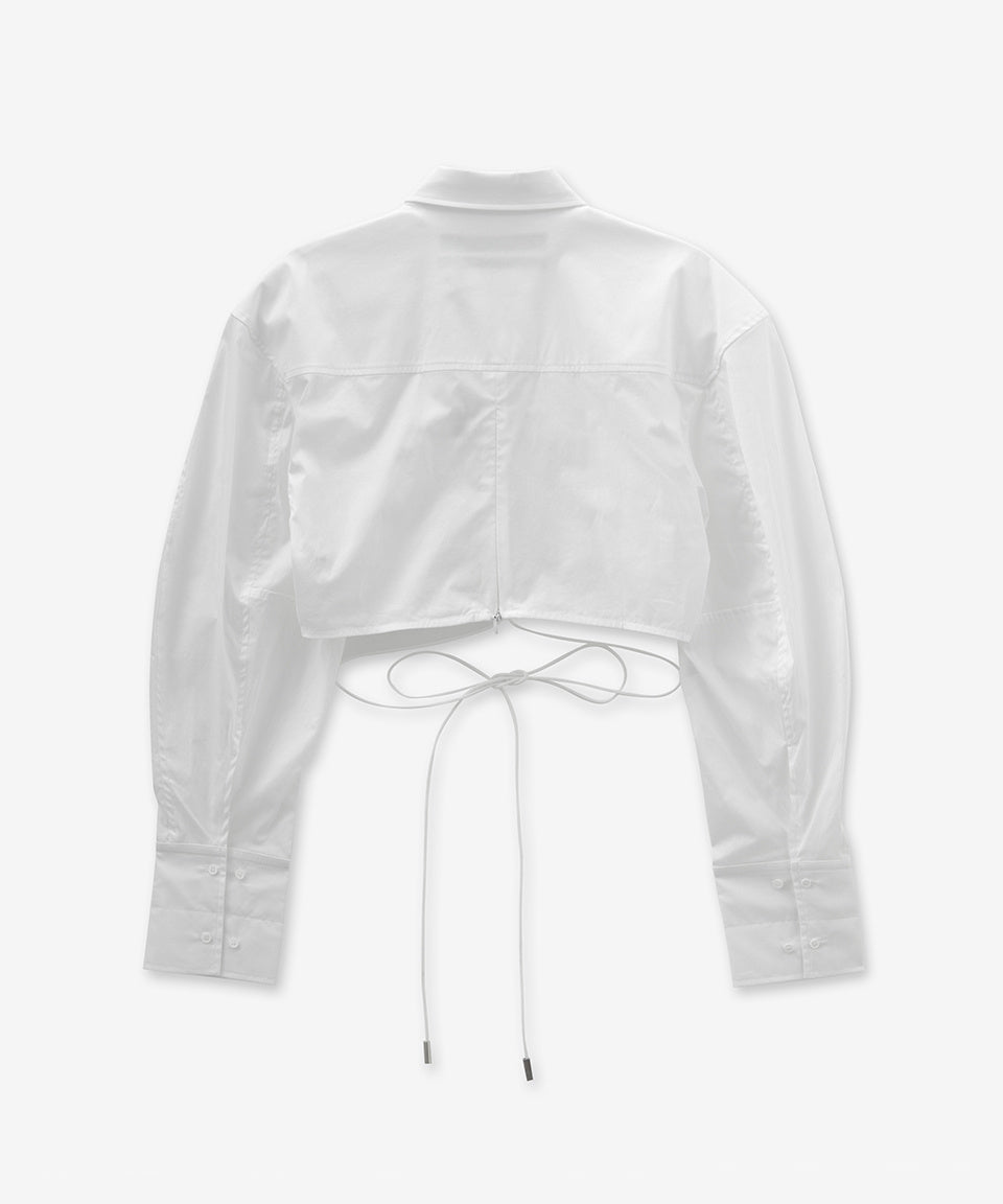 Cropped White Shirt with Twist Detail